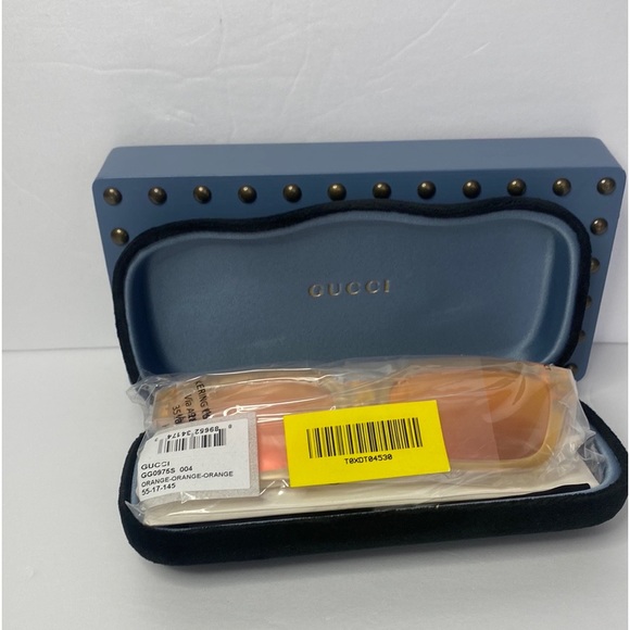 New  - Gucci - GG0975S Orange Crystal/Orange Rectangular unisex Sunglasses … - Picture 16 of 16
